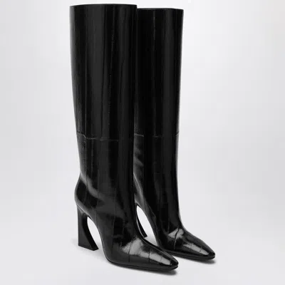 Fendi Arco Leather Knee High Boots Sculptural Heel In Black