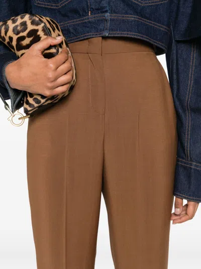 Fendi Caramel Wool Blend Pant In Brown