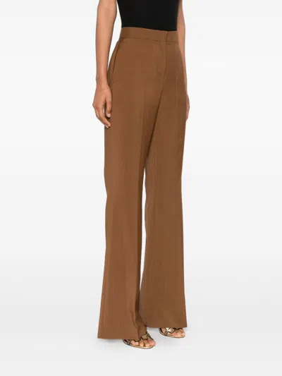 Fendi Caramel Wool Blend Pant In Brown
