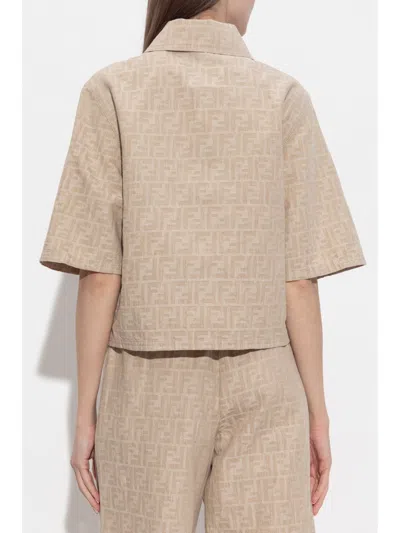Fendi Beige Cotton Linen Shirts In Neutral