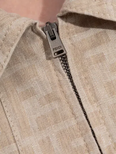 Fendi Beige Cotton Linen Shirts In Neutral