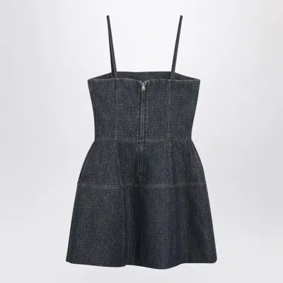 Fendi Dark Blue Ff Denim Bustier Dress Women In Blue
