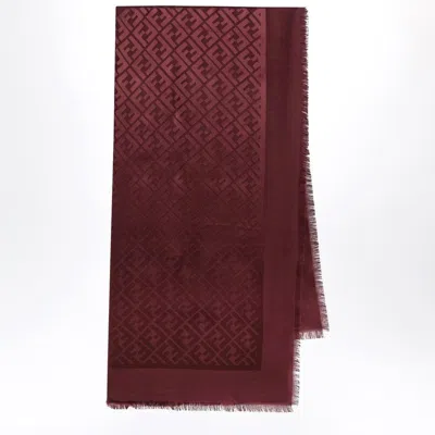 Fendi Dark Red Silk And Wool Shawl In Brown