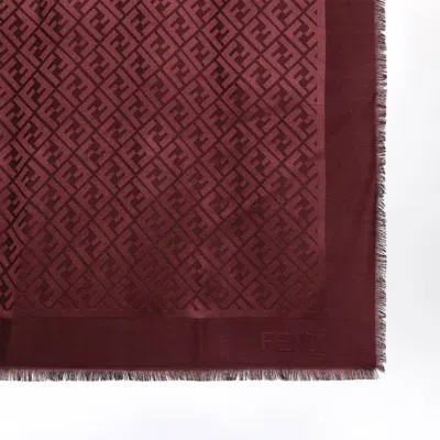 Fendi Dark Red Silk And Wool Shawl In Brown