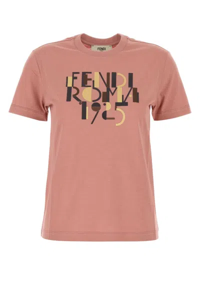 Fendi Embroidered Tee Shirt In Pink