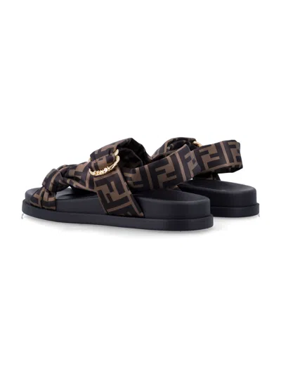 Fendi Feel Ff Satin Sandal In Brown
