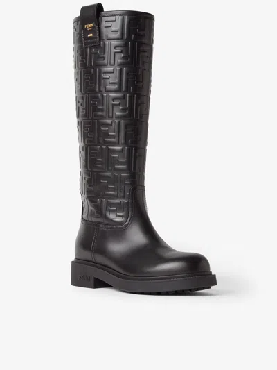 Fendi Filo Stamped Ff Motif High Boots In Black