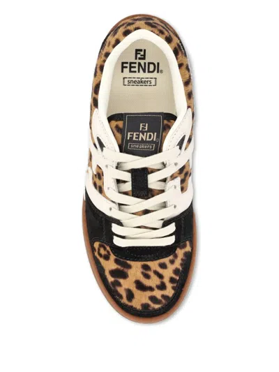 Fendi Low-top Platform In Multicolor Cavallino Calfskin And Suede In Multi