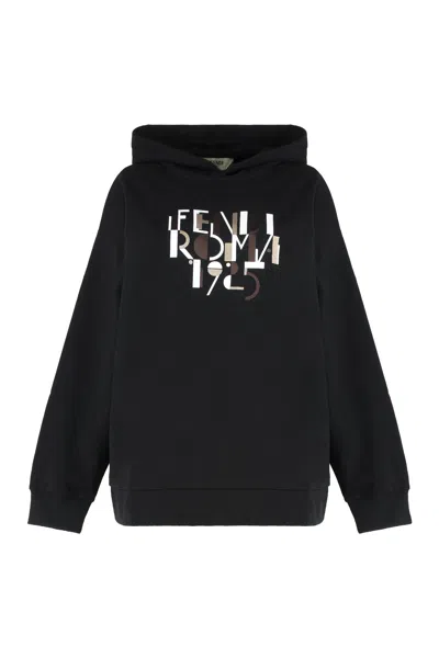 Fendi Women Oversize Cotton Sweatshirt In Black
