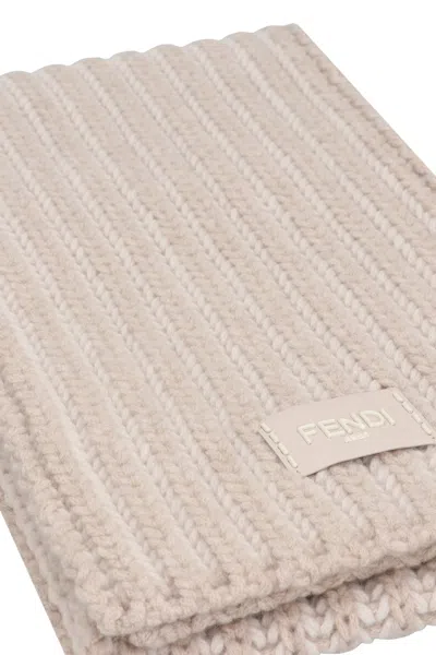 Fendi Scarf In Wool And Cashmere In Neutral