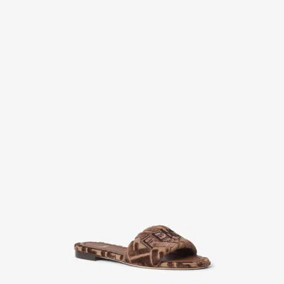 Fendi Sunshine Logo-embroidered Velvet Flat Sandals In Animal Print
