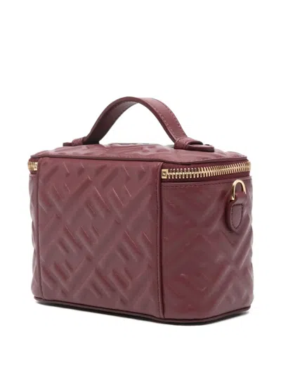 Fendi Vanity Nappa Leather Crossbody Bag Ff Motif In Burgundy