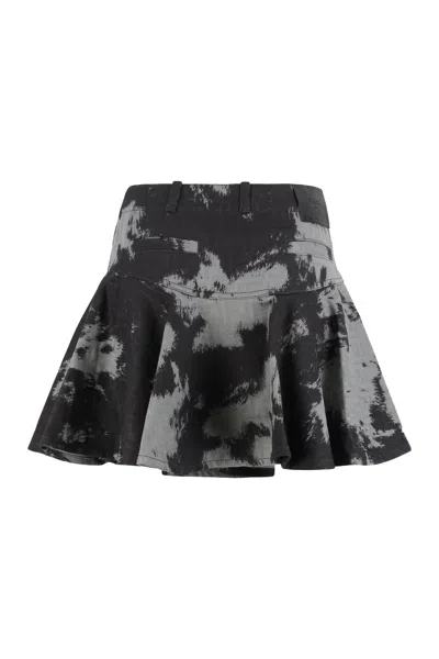 Fendi Black Ff Animalier Denim Skirt