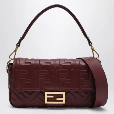 Fendi Medium Baguette Bag In Bordeaux Leather Women In Burgundy