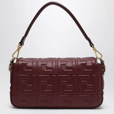 Fendi Medium Baguette Bag In Bordeaux Leather Women In Burgundy