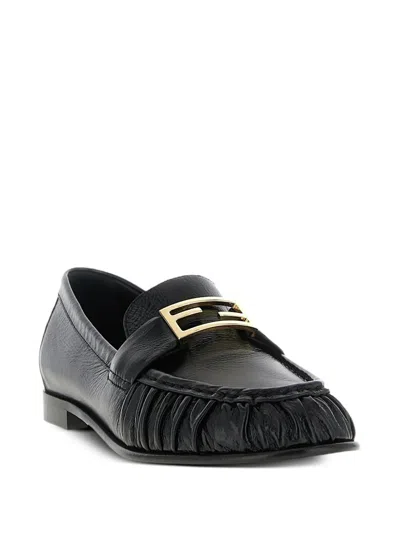 Fendi Nappa Leather Baguette Loafers Fringe Detail In Multi