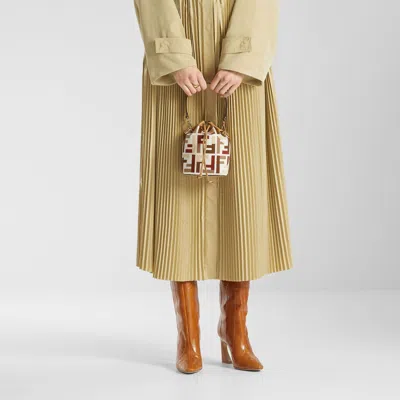 Fendi Mon Tresor Canvas Bucket Bag With Ff Embroidery In Multi