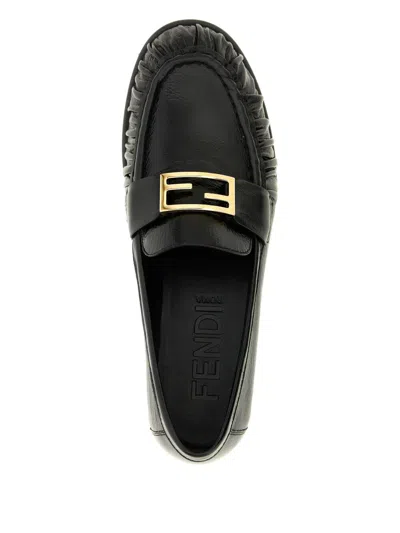 Fendi Nappa Leather Baguette Loafers Fringe Detail In Multi