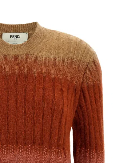 Fendi Gradient Mohair And Wool Fitted Jumper In Multi