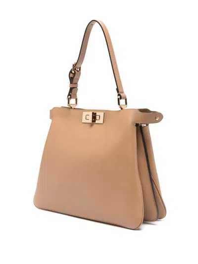 Fendi Medium Soft Shoulder Bag With Adjustable Strap In Neutral
