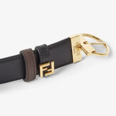 Fendi Pin Buckle Leather Reversible Belt In Black