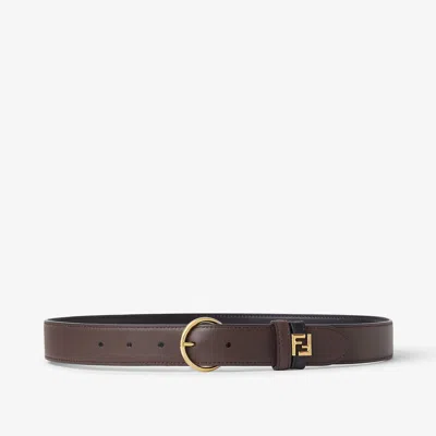 Fendi Pin Buckle Leather Reversible Belt In Black