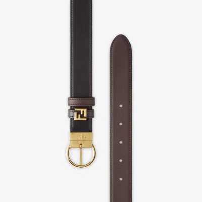 Fendi Pin Buckle Leather Reversible Belt In Black
