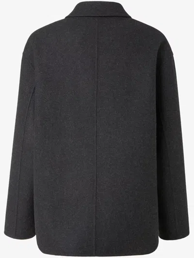 Fendi Felt Wool Coat Coats And Trench Coats Gray In Black