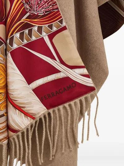 Ferragamo Cashmere And Giada Print Silk Reversible Cape In Multi