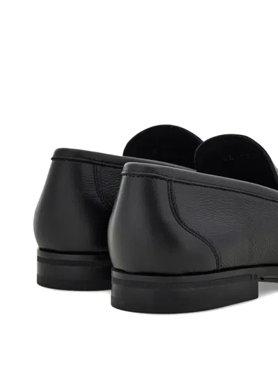 Ferragamo Grandioso2 Leather Loafers With Gancini Buckle In Black