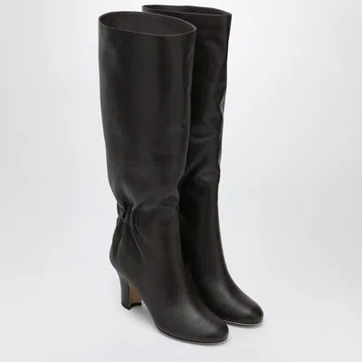 Ferragamo Knee-high Boots With Curled Design And Block Heel