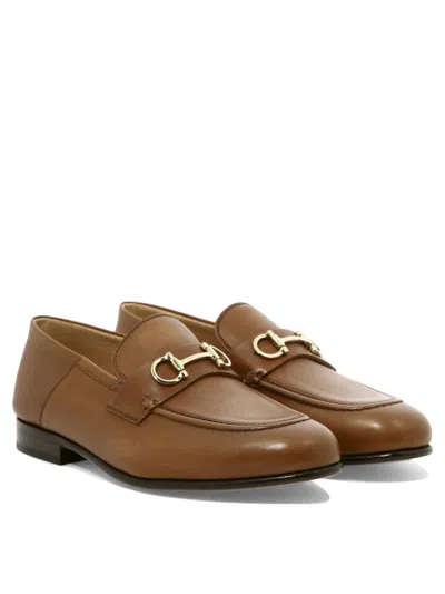 Ferragamo Gancini Collapsible-heel Loafers In Brown