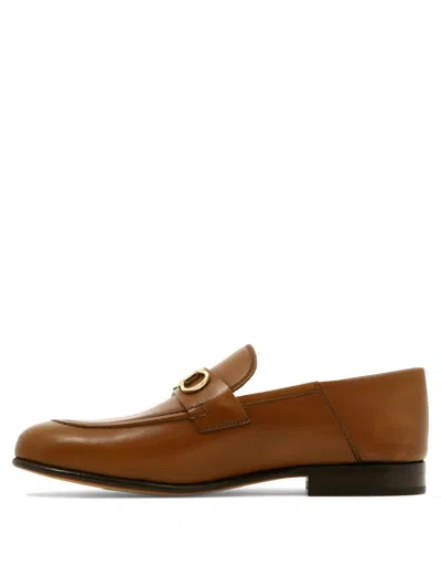 Ferragamo Gancini Collapsible-heel Loafers In Brown