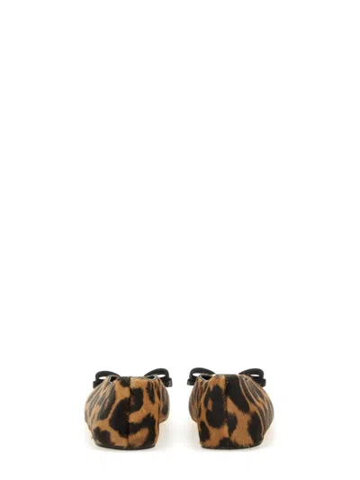 Ferragamo Vara Ballerina With Bow In Animal Print