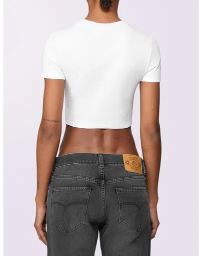 Fiorucci Short Sleeve Cropped Tee In White