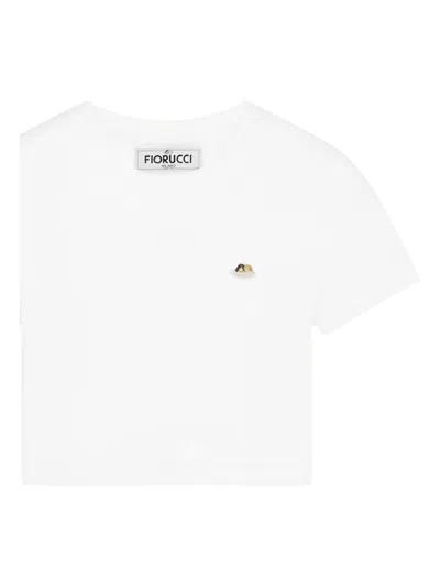 Fiorucci Short Sleeve Cropped Tee In White