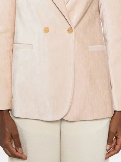 Forte Forte Double-breasted Velvet Jacket Featuring Pockets In Neutral