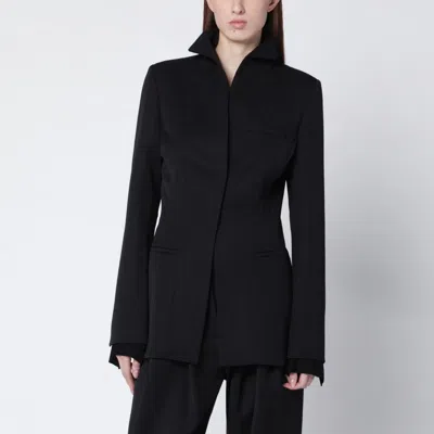 Francesco Murano Black Single-breasted Wool Blazer In Black