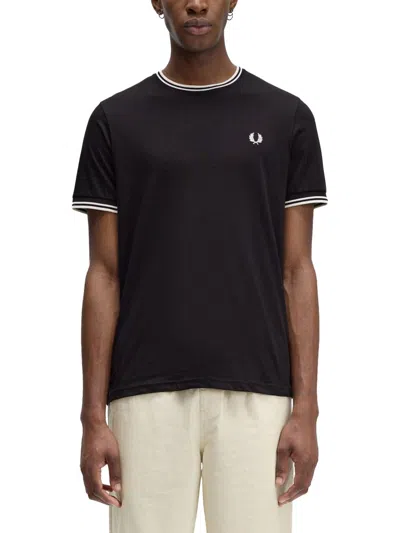 Fred Perry Ringer Laurel T-shirt In Black