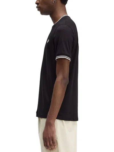 Fred Perry Ringer Laurel T-shirt In Black