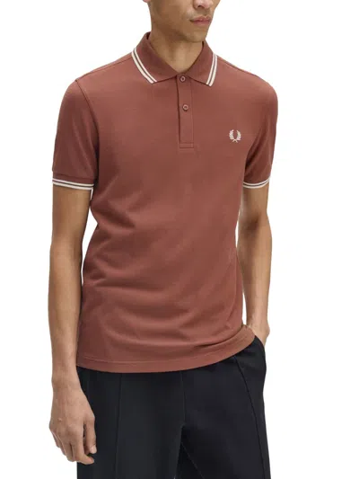 Fred Perry Burberry Check Trim Sweater In Orange