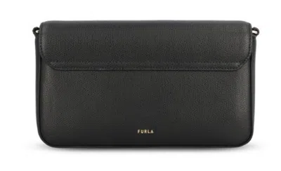 Furla Iride Clasp-fastening Leather Shoulder Bag In Black