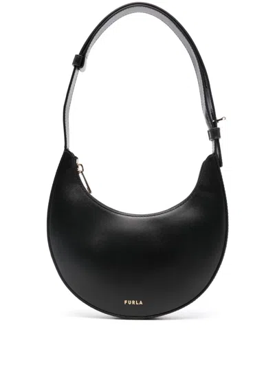 Furla Calf Leather Shoulder Bag In Black