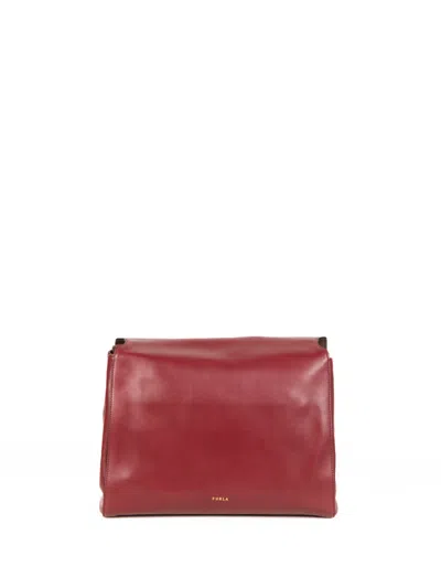 Furla Domus M Red Leather Shoulder Bag In Red