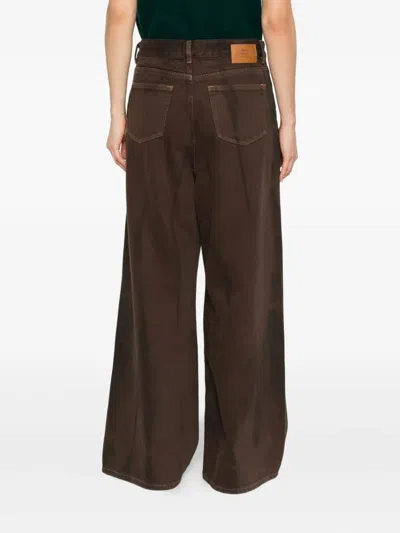 Ganni Brown Organic Cotton Jeans In Brown