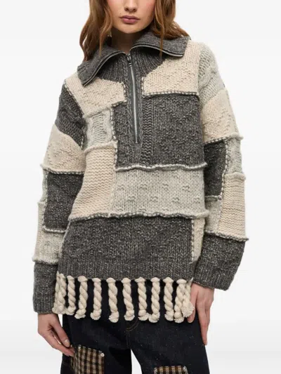 Ganni Patchwork Jersey With Bangs In Multi