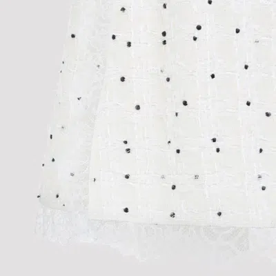 Giambattista Valli Ivory Cotton Mini Skirt With Polka Dot Design And Lace Trim In White