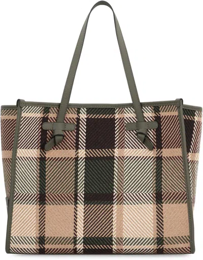 Gianni Chiarini Marcella Shopper Bag In Two-tone Canvas, With Leather Profiles And H In Multi