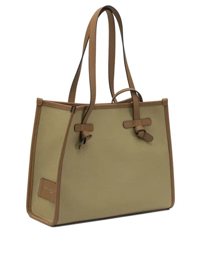 Gianni Chiarini Green Canvas Leather Bag In Brown