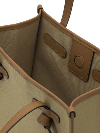 Gianni Chiarini Green Canvas Leather Bag In Brown